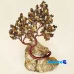 Tiger Eye and Citrine Decorative Tree Model - Front view showing design key details