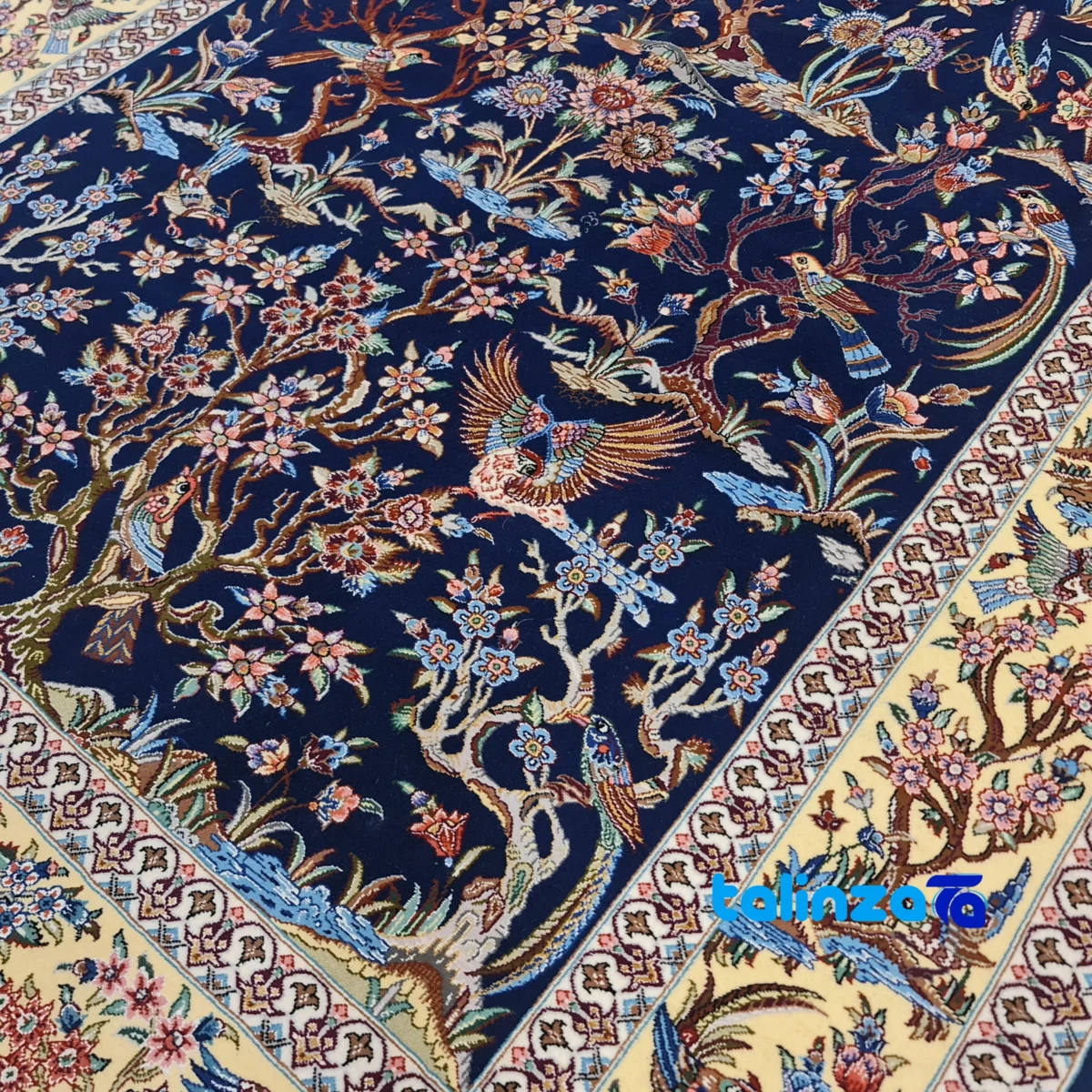 Haj Bagheri Handwoven Carpet Elegant Design - Full spread showing overall layout