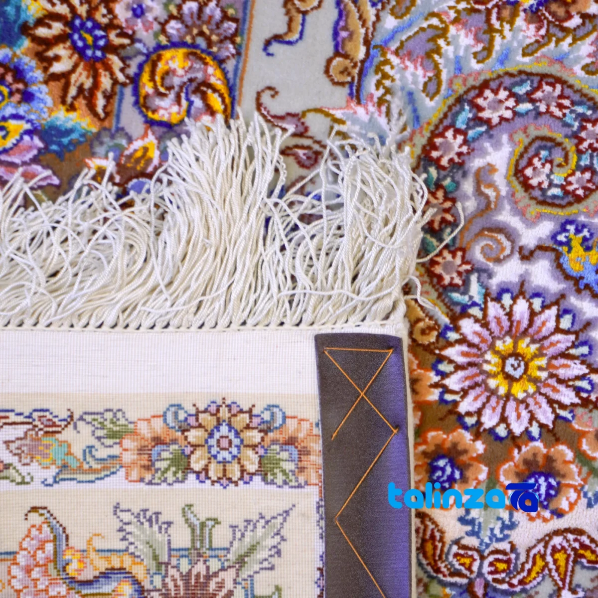 Tabriz Handwoven Rug Crafted with Silk and Wool overall design layout (Full spread)
