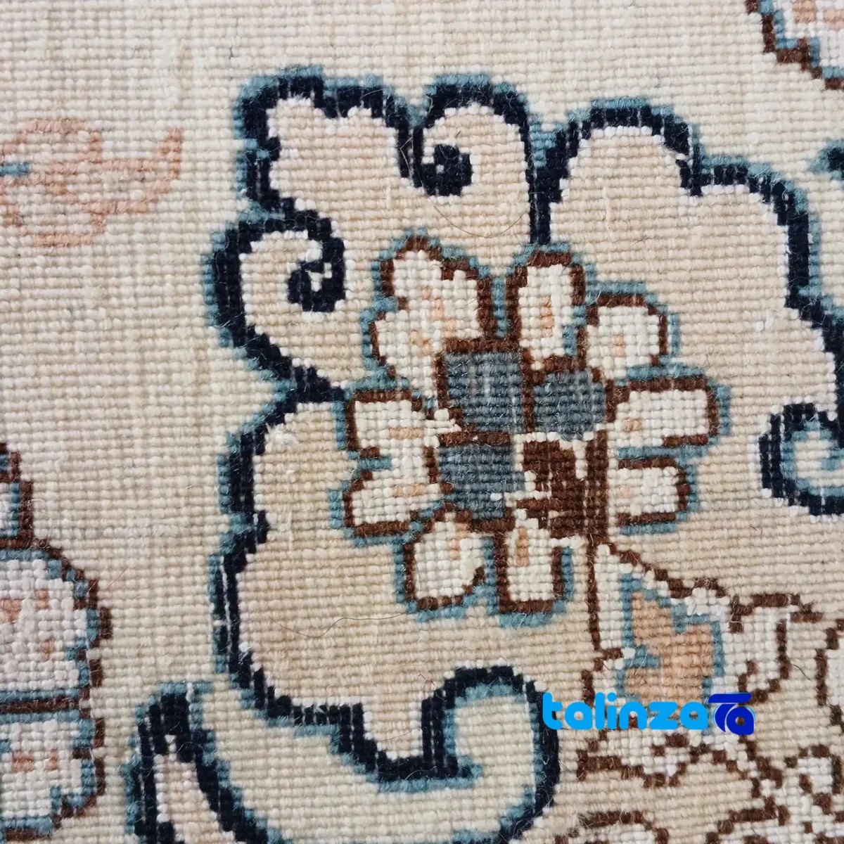 Nain Handwoven Carpet Latchak Design Cream - Full spread showing overall layout