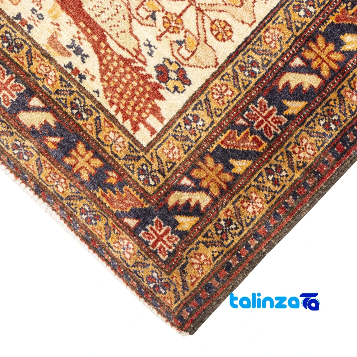Baloch Handwoven Rug Unique Design Cream pattern and color tone (Top view)