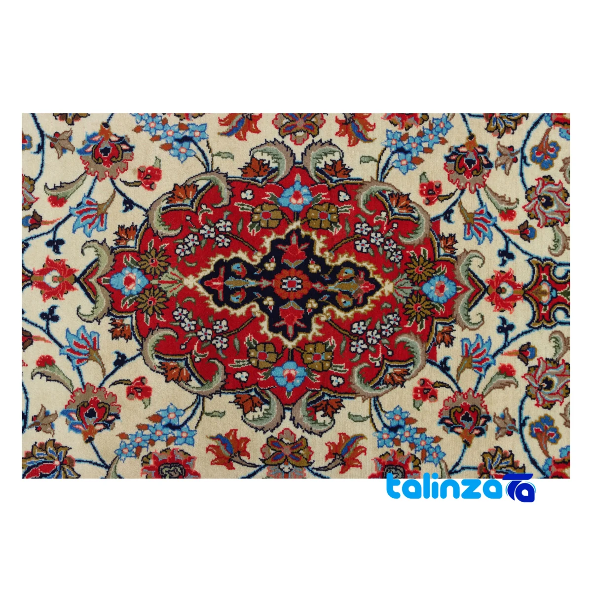 Handwoven Carpet Runner Cream Turanji Design - Top view showing pattern and color tone