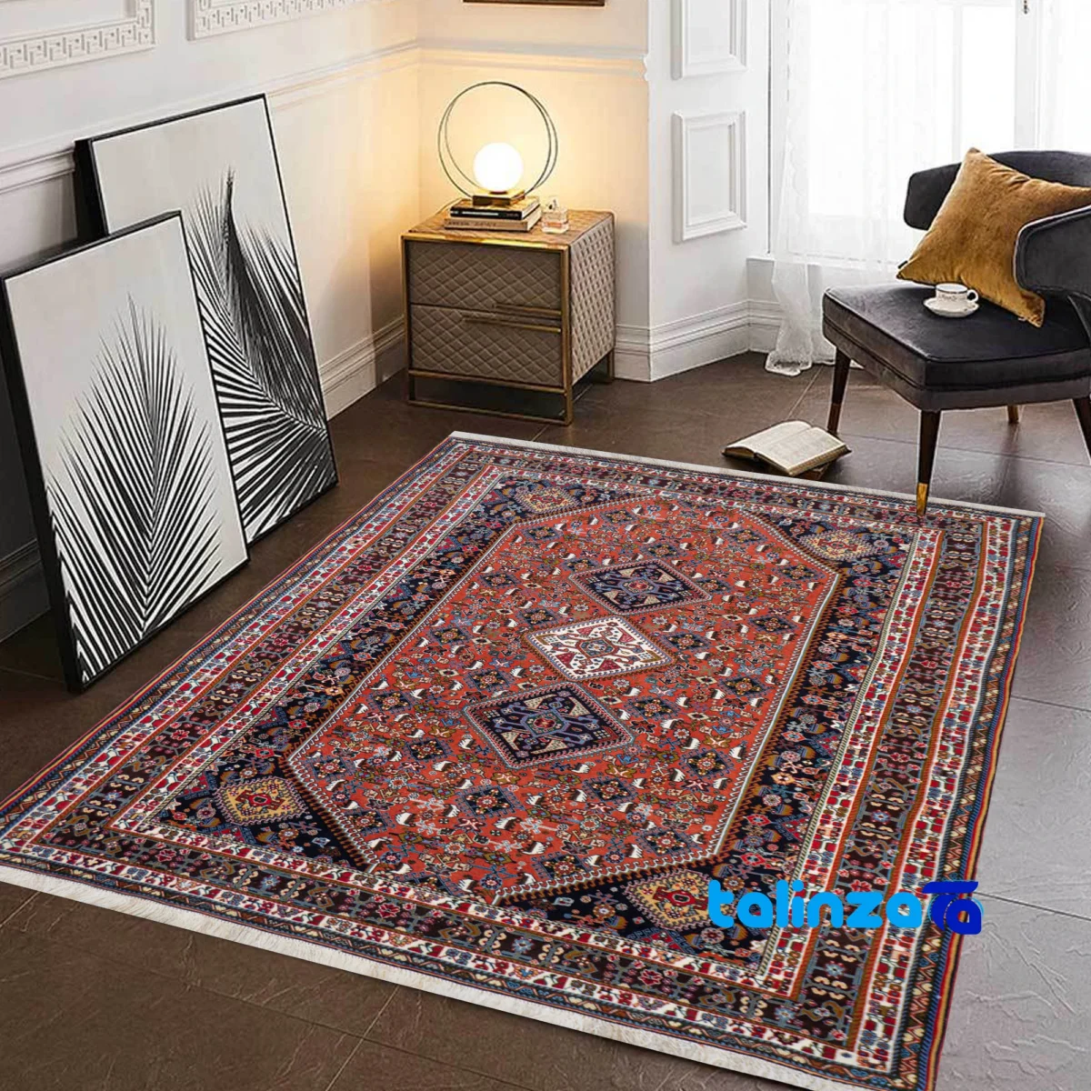 Top view of Iliati Handwoven Carpet 6 Meters pattern and color tone