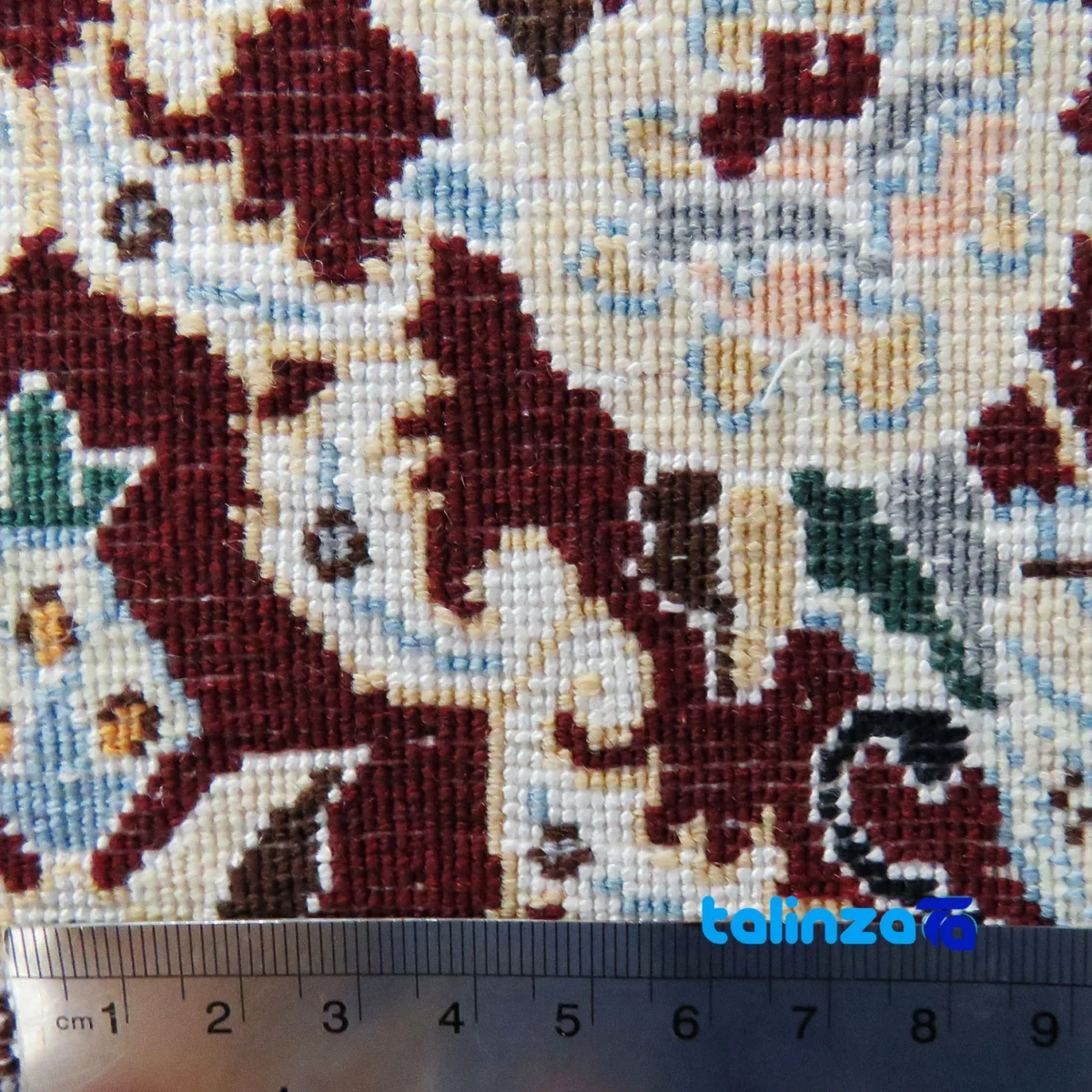 Nain Handwoven Carpet Red Floral Design overall layout (Full spread)