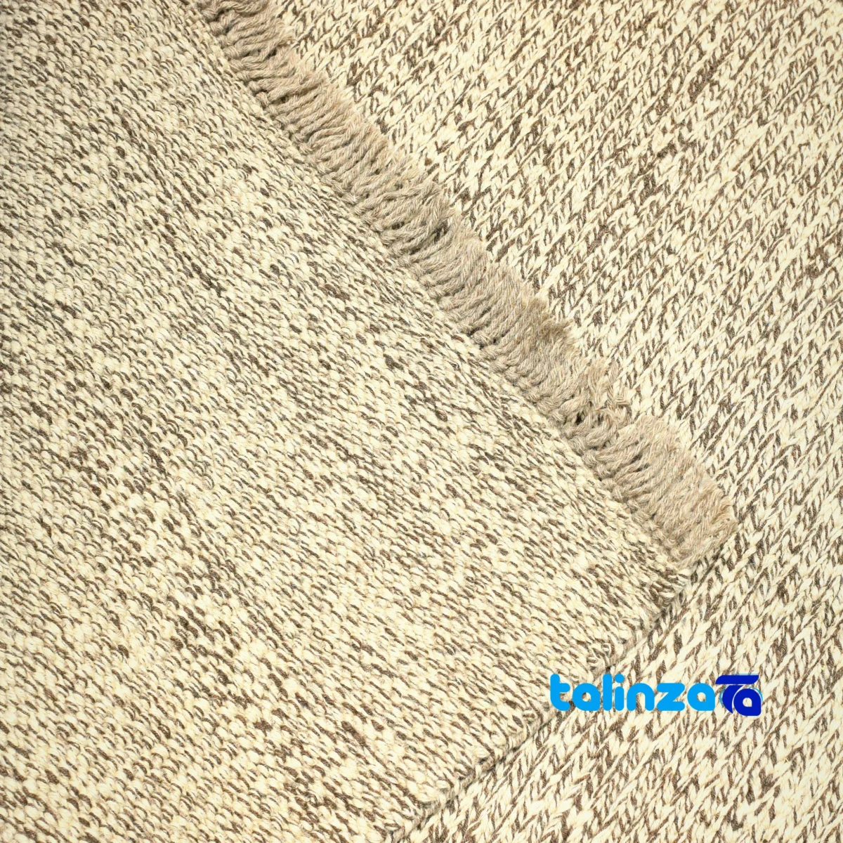 Handwoven Moroccan Rug Model 14 Cream Brown By hand - Full spread showing overall design layout