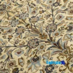 Handwoven Persian Rug YAZD Design Elegant Cream pattern and color tone (Top view)