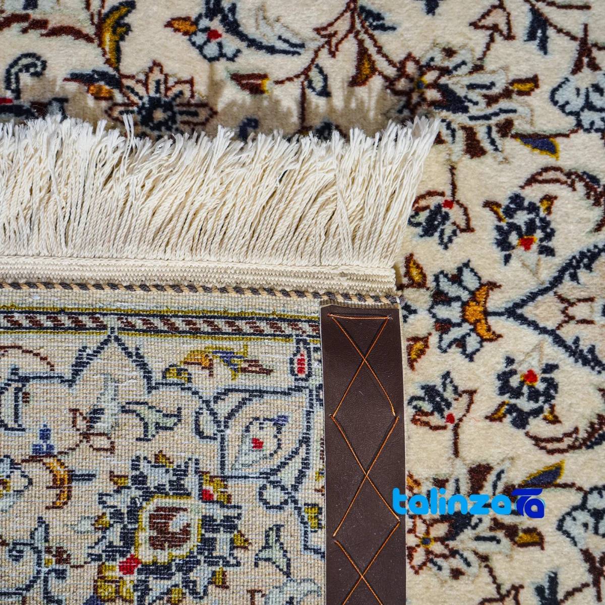 Full spread of Kashan Handmade Rug Cream Rectangular Design overall layout
