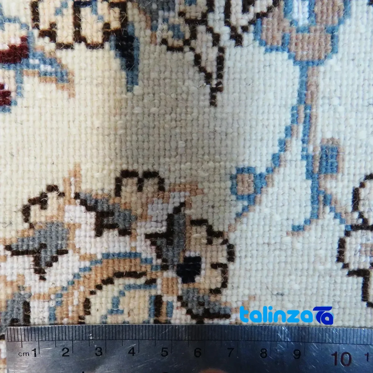 Top view of Nain Handwoven Carpet Runner Traditional Design Cream pattern and color tone