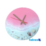 Artisan Resin Wall Clock Ocean Design - Face view showing number display clarity