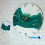 Face view of Resin Wall Clock Decorative Design with Key Holder number display clarity
