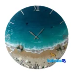 Resin Beach and Sea Wall Clock - Front view showing dial layout markers