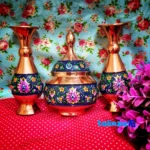 Pardaz Copper Vase Set Decorative Art design and key details (Front view)