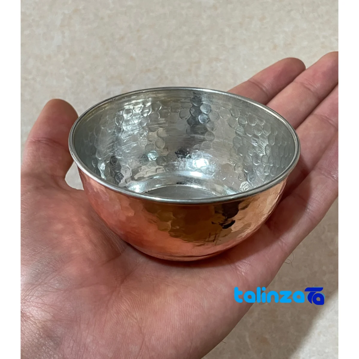 Zanjan Handcrafted Copper Bowl - Hammered Finish design and key details (Front view)