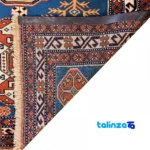 Khorasan Handwoven Rug Blue Geometric Design - Top view showing pattern and color tone