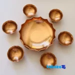 Shamloo Copper Serving Set 7-Piece Elegant Design Hammered and key details (Front view)