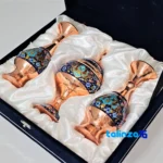 Persian Craft Copper Chocolate Bowl Set - Handcrafted Elegance - Front view showing design and key details