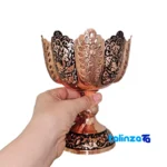 Negarstan Copper Nut Bowl Unique Diamond Cut - Front view showing design and key details