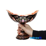 Turni Copper Nut Dish Vase Set Diamond Engraved Handmade design and key details (Front view)