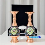 Negarestan Copper Vase Set Artistic Design - Front view showing and key details