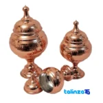 Front view of Fazli Copper Chocolate Bowl Set - Elegant Design Hammered and key details