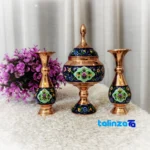 Pardaz Copper Vase Set with Chocolate Bowl 24x11x24 cm - Front view showing design and key details