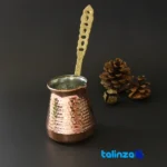 Front view of ZH225 Copper Coffee Pot Handcrafted Design 9x6x6 centimeters and key details