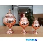 ZH213 Copper Serving Set Three-Piece Dome Design and key details (Front view)