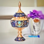Pardaz Copper Chocolate Bowl JR-gold23 - Front view showing design and key details