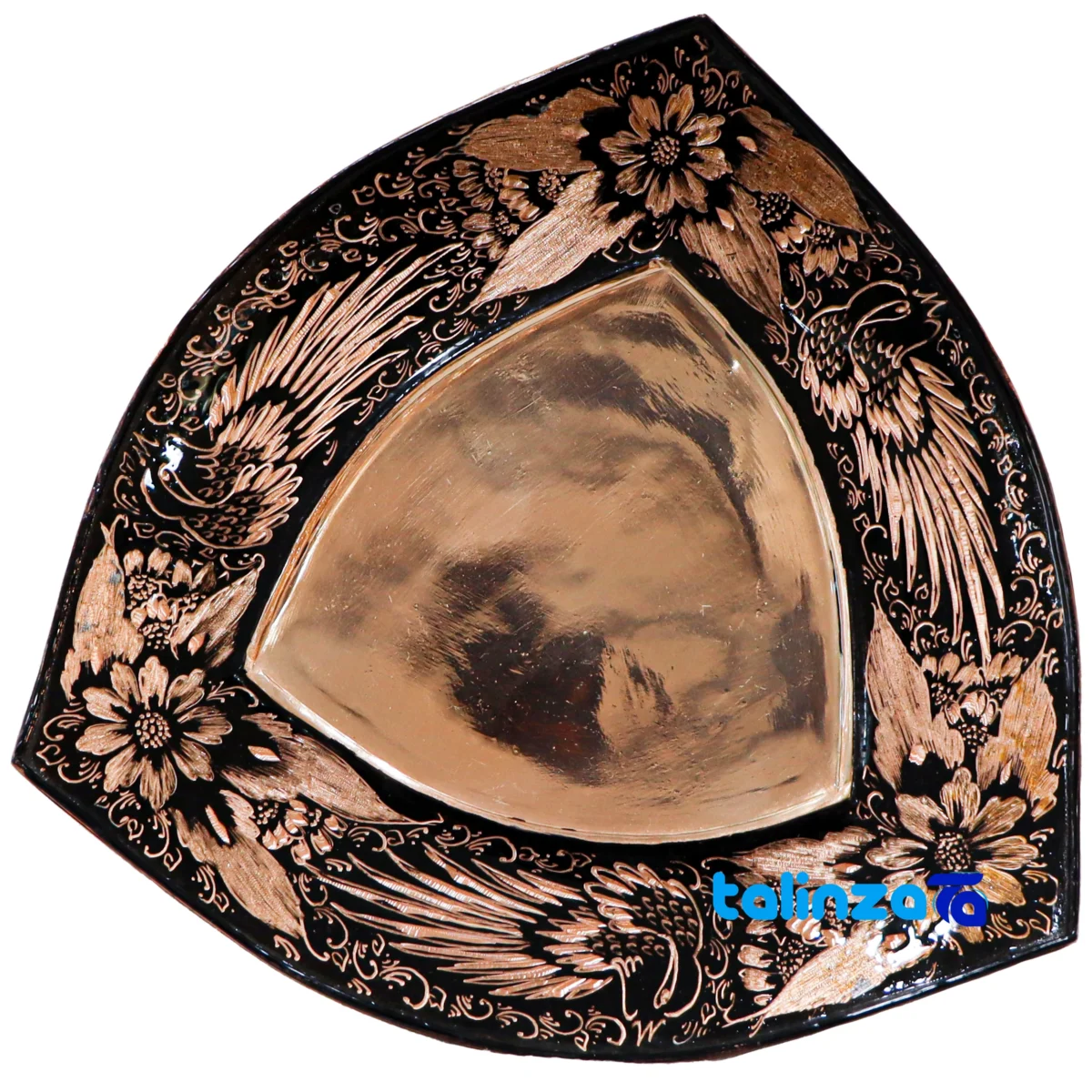 Diamond Cut Copper Bowl and Plate Set 23x23x13 cm design key details (Front view)