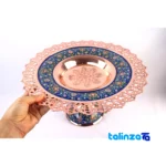 Pardaz Copper Candy Dish with hand-painted design - Front view showing and key details