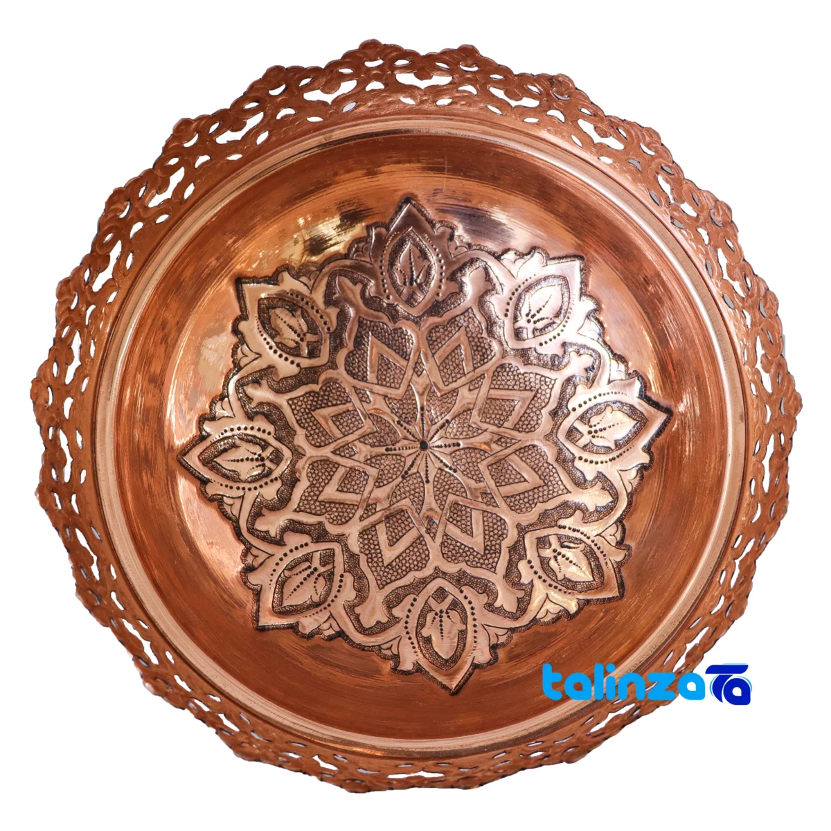 Front view of Copper Nut Bowl Diamond Cut 24 x design and key details