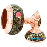 Front view of Pardaz Copper Candy Dish Tashir Floral Handmade 18 x design and key details