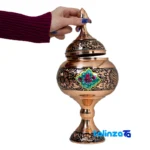 Copper Diamond Cut Candy Bowl Artistry 14x14x30 cm - Front view showing design and key details