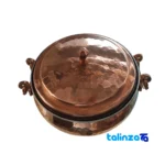 Front view of Copper Delight Serving Bowl with Stand design and key details