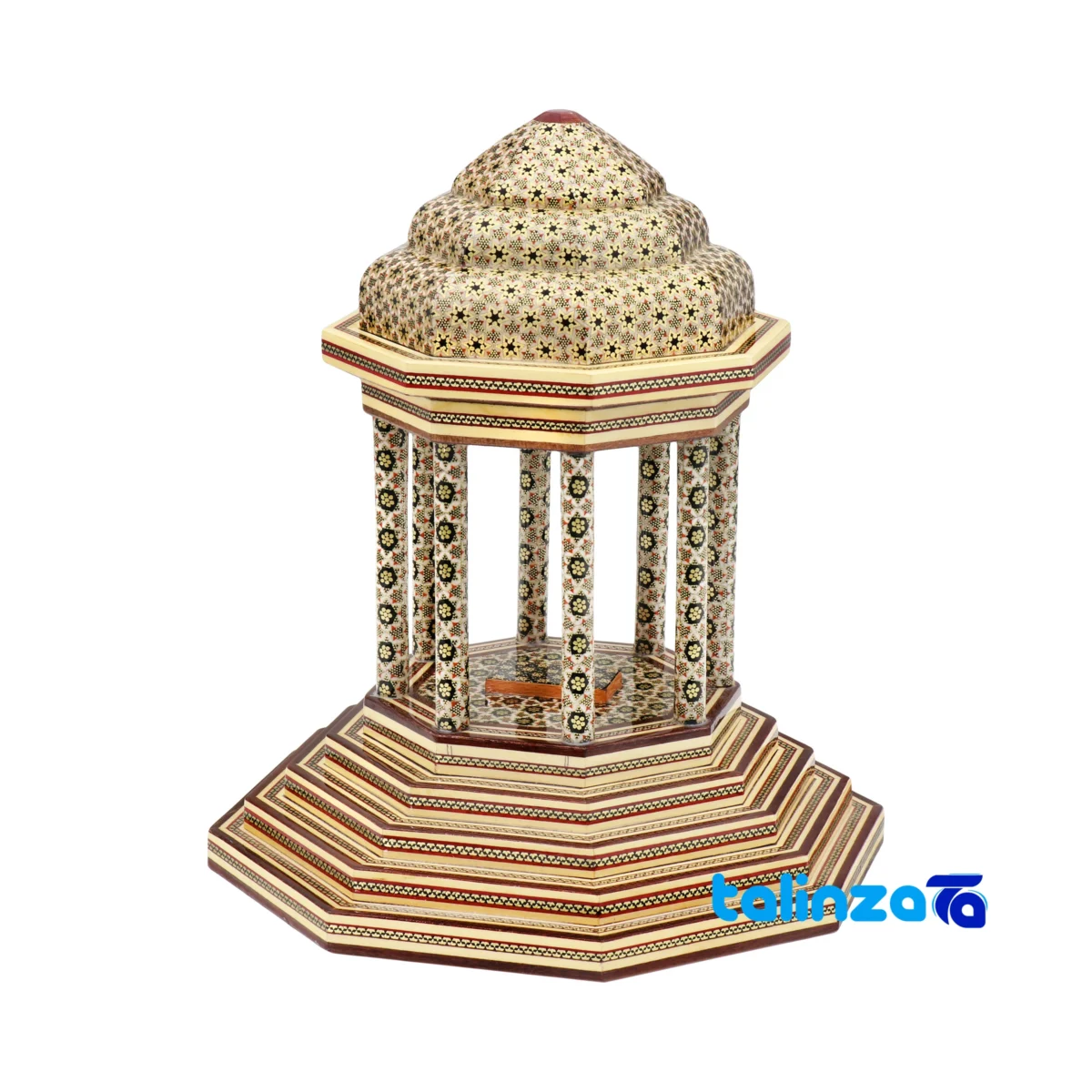 Faraz Honar Inlaid Wood Sculpture - Hafez Tomb Model design and key details (Front view)