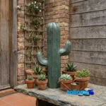 Front view of Papier Mache Cactus Sculpture Unique Design and key details
