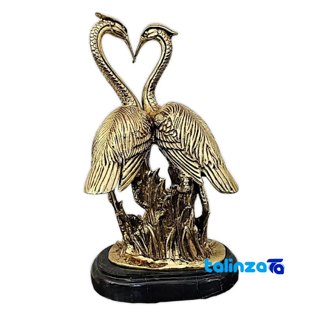 Front view of Brass Crane Sculpture Love Model design and key details