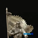 Guan Yu Bronze Statue Set Rock and Flag design key details (Front view)