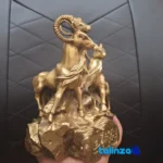 Front view of CHNA Bronze Sculpture Ram Design Rock Art and key details