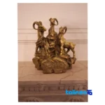 Chingan Bronze Sculpture Three Rams on Rock design and key details (Front view)