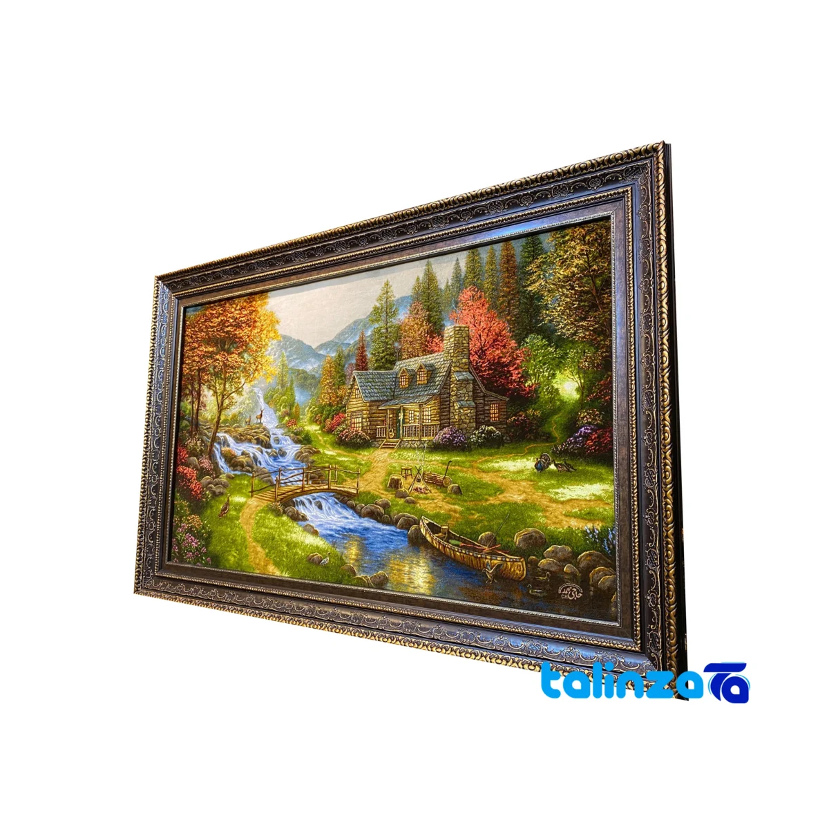 Top view of Handmade Carpet Wall Art Scenic Design pattern and color tone