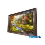 Top view of Handmade Carpet Wall Art Scenic Design pattern and color tone
