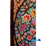 Detail view of Handmade Carpet Wall Art Floral Bird Design pile texture close-up