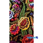 Detail view of Handmade Carpet Wall Art Floral Design Moss Green pile texture close-up