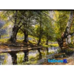 Top view of Handmade Carpet Wall Art Scenic Design pattern and color tone