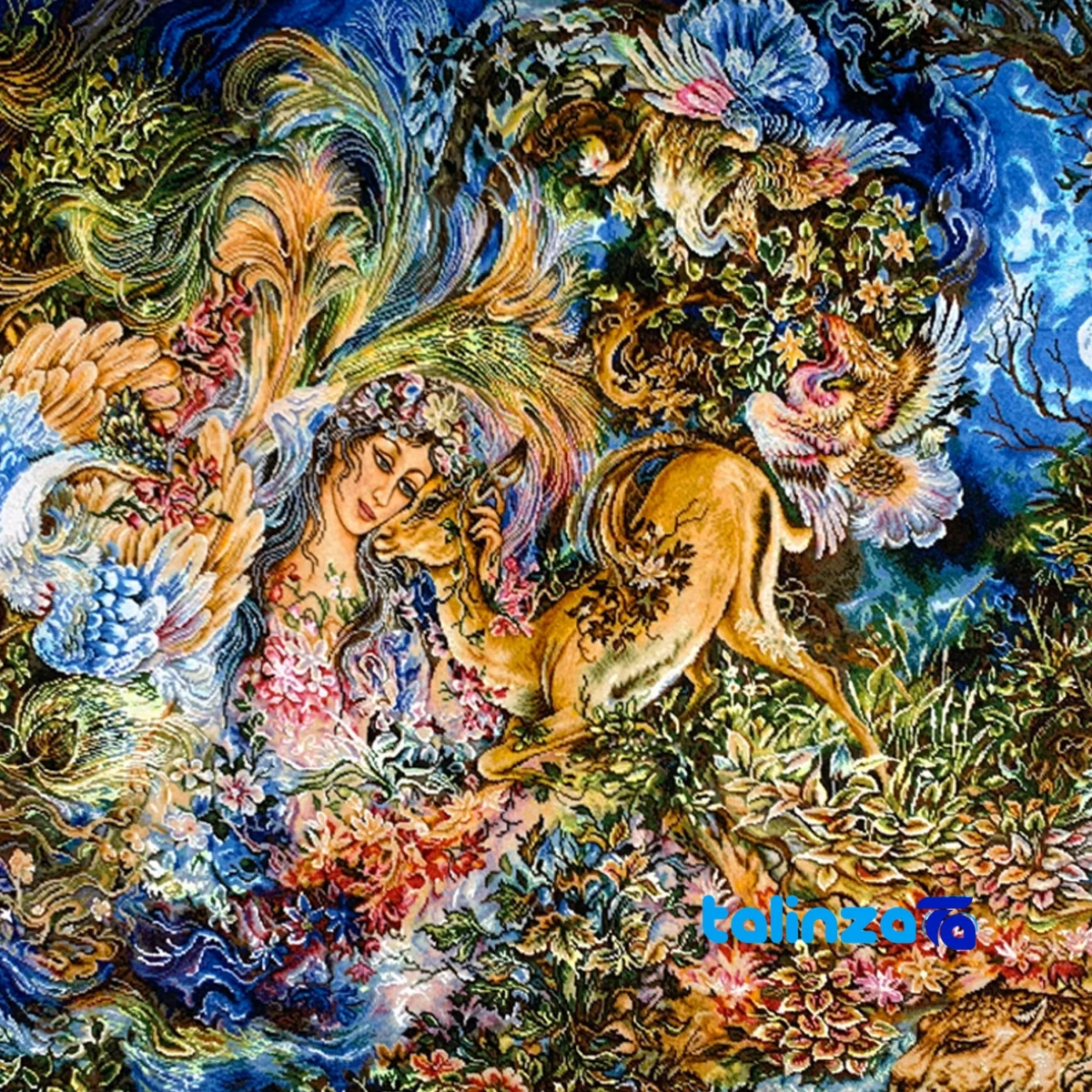 Detail view of Hasti Brand Handwoven Miniature Tapestry Art pile texture close-up