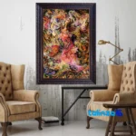 Detail view of Handmade Carpet Wall Art Spring Breeze Design pile texture close-up