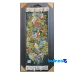Detail view of Handmade Carpet Wall Art Floral Bird Design pile texture close-up