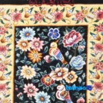 Detail view of C Persia Handwoven Carpet Wall Art Floral Design pile texture close-up