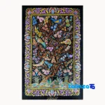 Detail view of Komeh Handwoven Carpet Wall Art Bird Design pile texture close-up